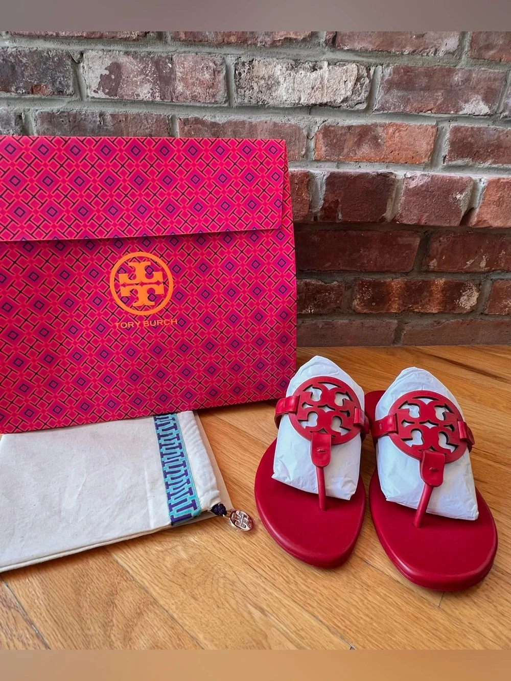 Tory Burch Tory Red Leather Miller SOFT Sandals